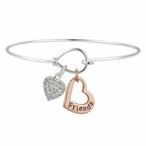 Forever Friends Heart Charm Silver Bangle Bracelet